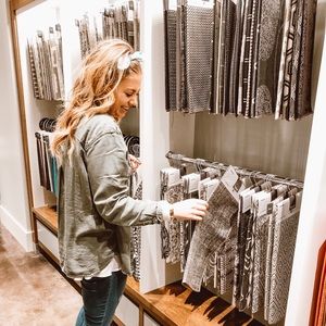 Green button down & loft white sweater